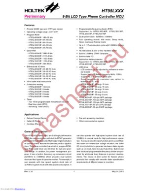 HT95L100/HT95L10P datasheet  