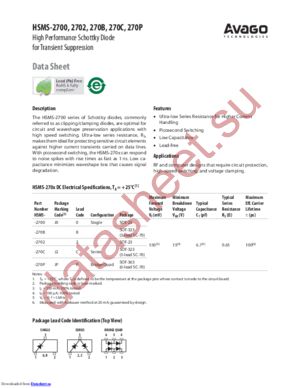 HSMS-270B-TR1G datasheet  