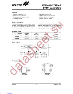 HT9200A-8SOPLF datasheet  