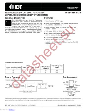 ICS843801AGI-24T datasheet  