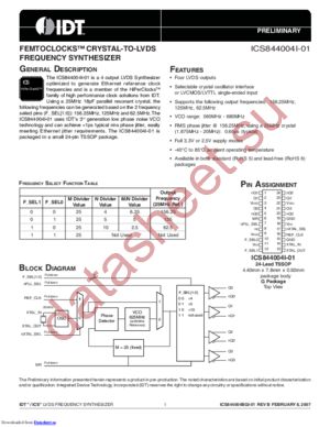 ICS844004-01 datasheet  