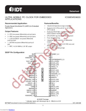 ICS9UMS9633BFILFT datasheet  