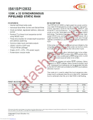 IS61SP12836-5B datasheet  