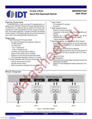 IDT89HPES4T4G2ZCAL8 datasheet  