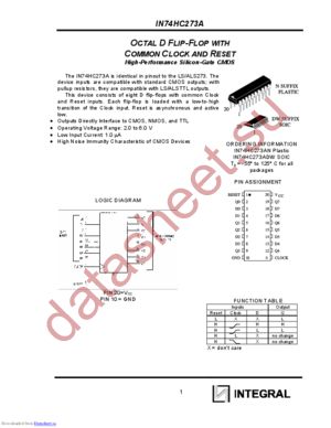 IN74HC273ADW datasheet  