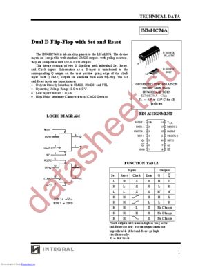 in74hc74a datasheet  