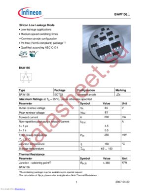 BAW156E6327HTSA1 datasheet  