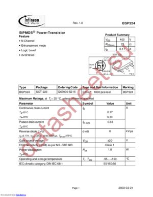 BSS123L6433 datasheet  