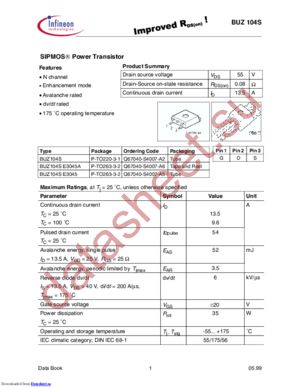 BUZ111SQ67040S4003A2 datasheet  