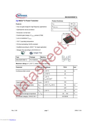 BSC252N10NSFGATMA1 datasheet  