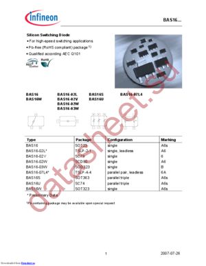 BAS16WH6433XTMA1 datasheet  