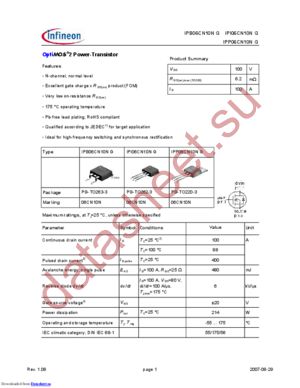 IPI06CN10NG datasheet  