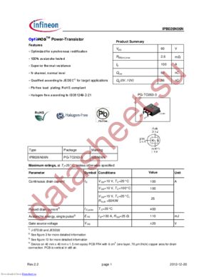 IPP040N06NAKSA1 datasheet  