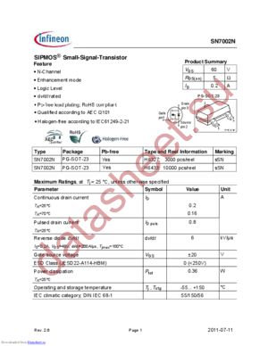 SN7002N H6327 datasheet  