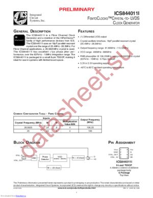 ICS844011AGI datasheet  