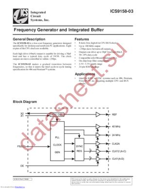 ICS9158-01 datasheet  