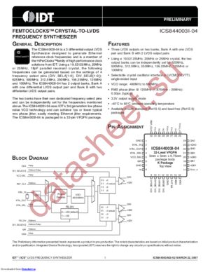 ICS844003AGT datasheet  