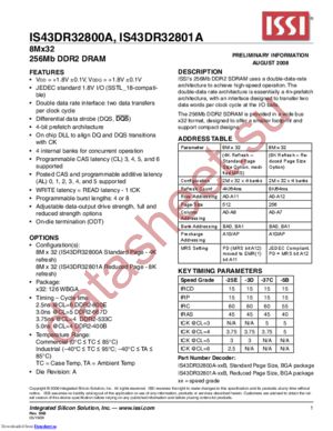 IS43DR32800A-25EBL datasheet  