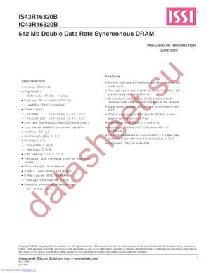 IS43R16320B-5TL-TR datasheet  