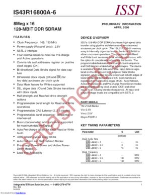 IS43R16800A-6T datasheet  