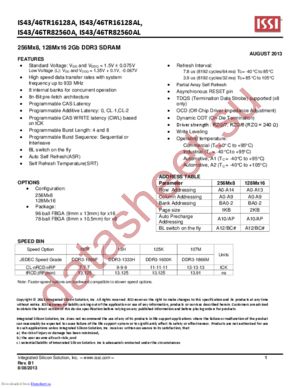 IS43TR82560A-125KBL datasheet  