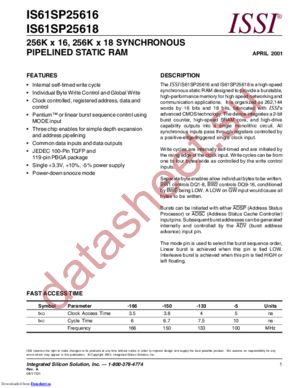 IS61SP12832-150TQI datasheet  