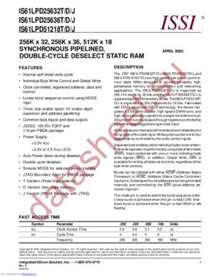 IS61LPD25636D-166BI datasheet  