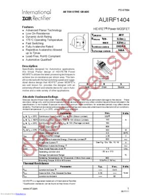 AUIRF1404 datasheet  