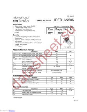 IRFB16N50KNBSP datasheet  