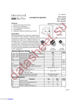 IRF1404ZS datasheet  