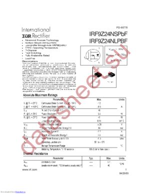 IRF9Z24NSTRRPBF datasheet  