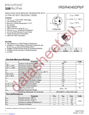 IRGR4045DTRRPBF datasheet  