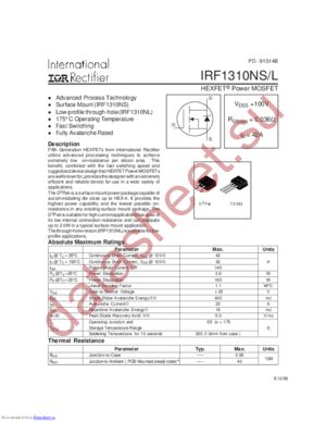 IRF1310NSTRRPBF datasheet  