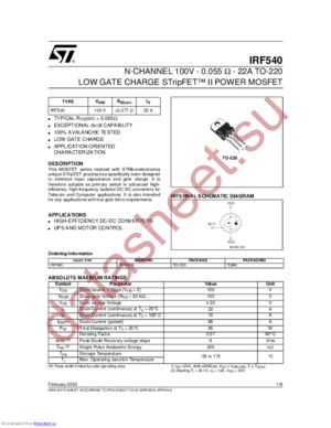 IRF540_03 datasheet  