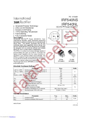 IRF540NS_05 datasheet  