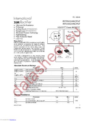 IRFR9024NCPBF datasheet  