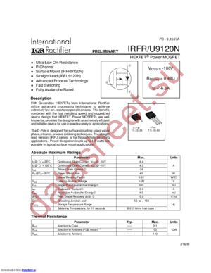 IRFR9120NTRRPBF datasheet  