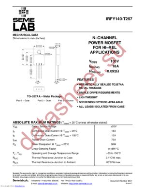 irfy140-t257 datasheet  