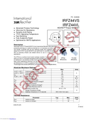 IRFZ44VSTRRPBF datasheet  