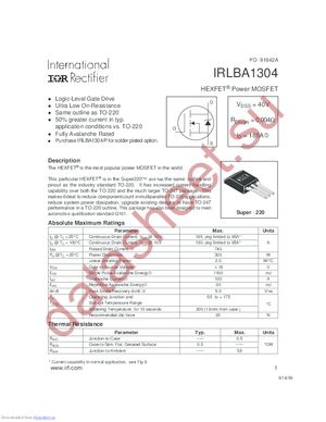 IRF1404 datasheet  