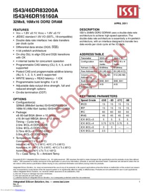 IS43DR16160A-37CBLI datasheet  