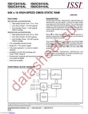 IS61C6416AL12TLI datasheet  