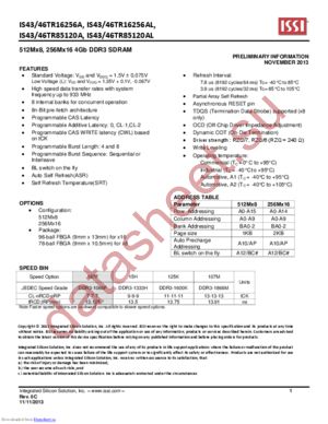 IS43TR16256A-125KBL datasheet  