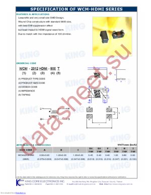 WCM-2012HDMI-400T datasheet  