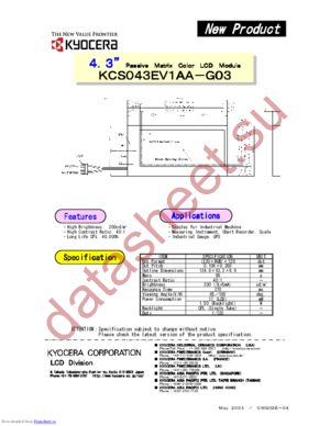 KCS043EV1AA-G03 datasheet  