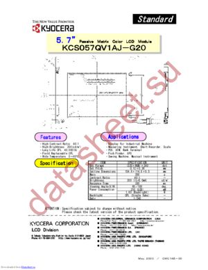 KCS057QV1AJ-G20 datasheet  