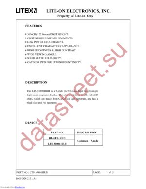 LTS-50801HRB datasheet  