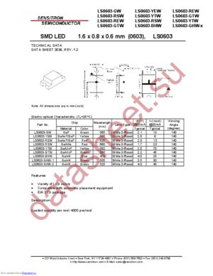 LS0603-BHW datasheet  