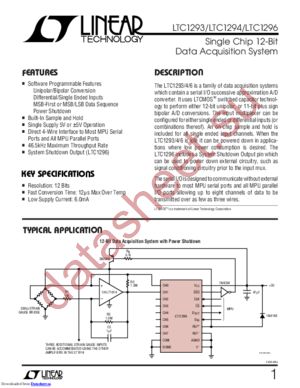 LTC1294CCSW-PBFLTC1293BCN datasheet  