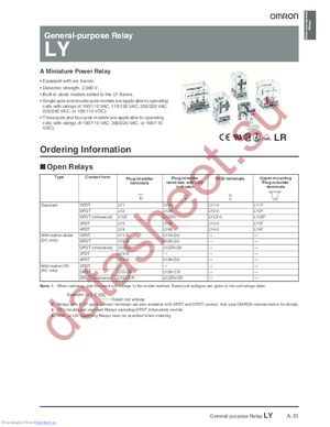 LY2 220/240 VAC datasheet  